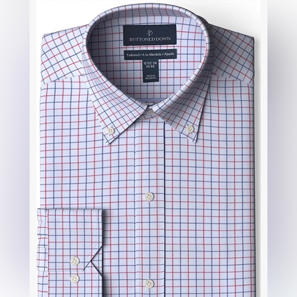 Buttoned Down Men's Tailored Fit Button Collar Pattern Dress Shirt. NBW - Picture 1 of 5